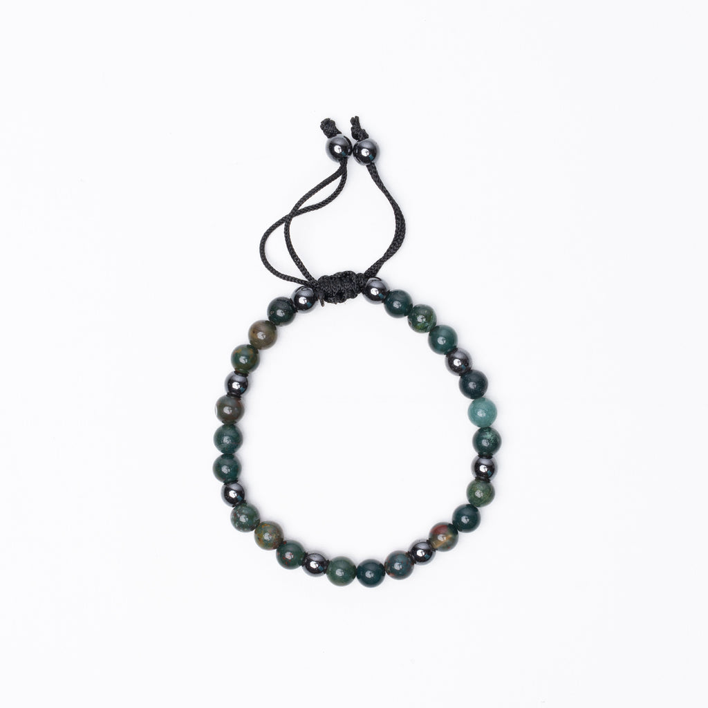 Bloodstone Beaded Bracelet - 6Mm - Braided Zach