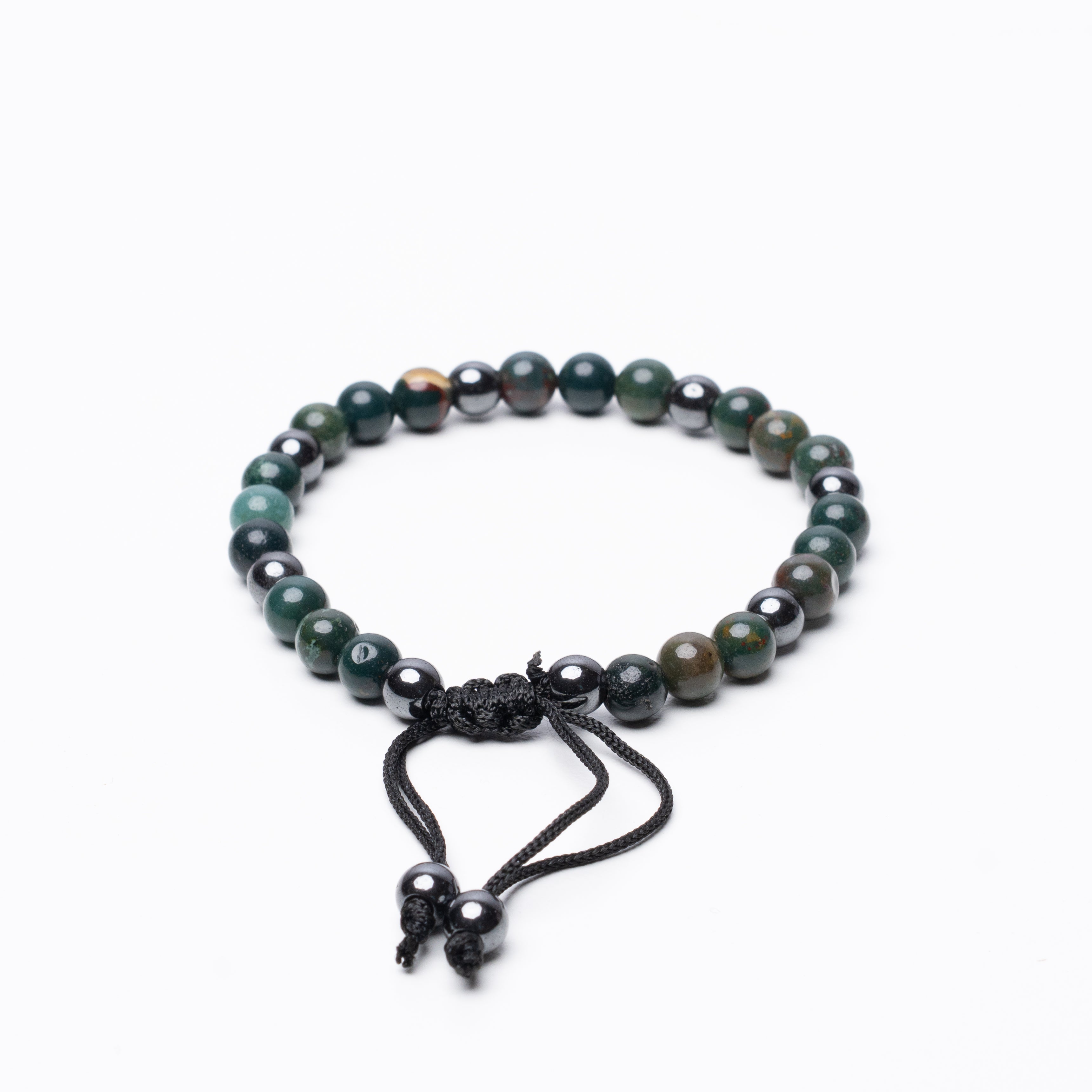 Bloodstone Beaded Bracelet - 6Mm - Braided