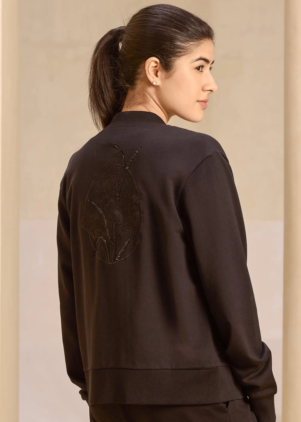 iCotton Embroidered Zipper Jacket Alonge