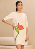iCotton Print Pouf Sleeve Dress Alonge