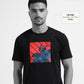 Regular-fit Engyne T-shirt in Supima Cotton Lycra with Digital Flock Print Black