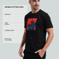 Regular-fit Engyne T-shirt in Supima Cotton Lycra with Digital Flock Print Black