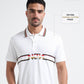 Engyne Supima Cotton Lycra Pique Polo – Signature Flag Tipped with Sticker Print White