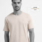 Textured Neck Rib Sand Regular Fit T Shirt