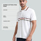 Engyne Supima Cotton Lycra Pique Polo – Signature Flag Tipped with Sticker Print White