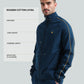 High Neck Contrast Corded Piping Teal Zipper Sweatshirt