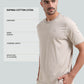 Textured Neck Rib Sand Regular Fit T Shirt