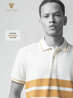  Supima Cotton Lycra Striped White T Shirt