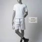 All-Over Discharge Print White Cotton Shorts For Men