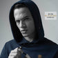 Navy Blue Hooded Sweatshirt with Contrast HD Print for Men