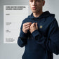 Navy Blue Hooded Sweatshirt with Contrast HD Print for Men