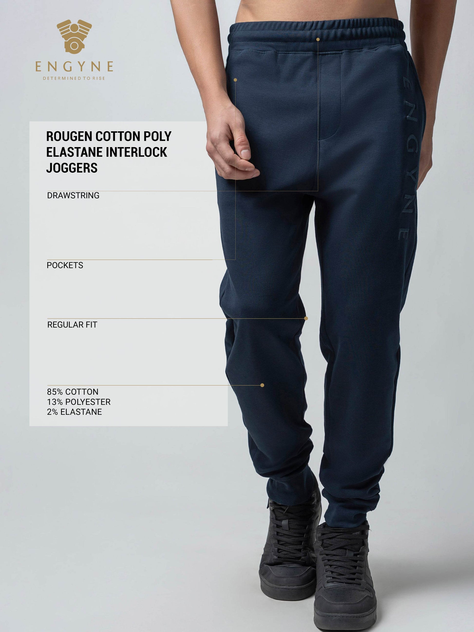 Engyne' Embroidery Navy Blue Joggers