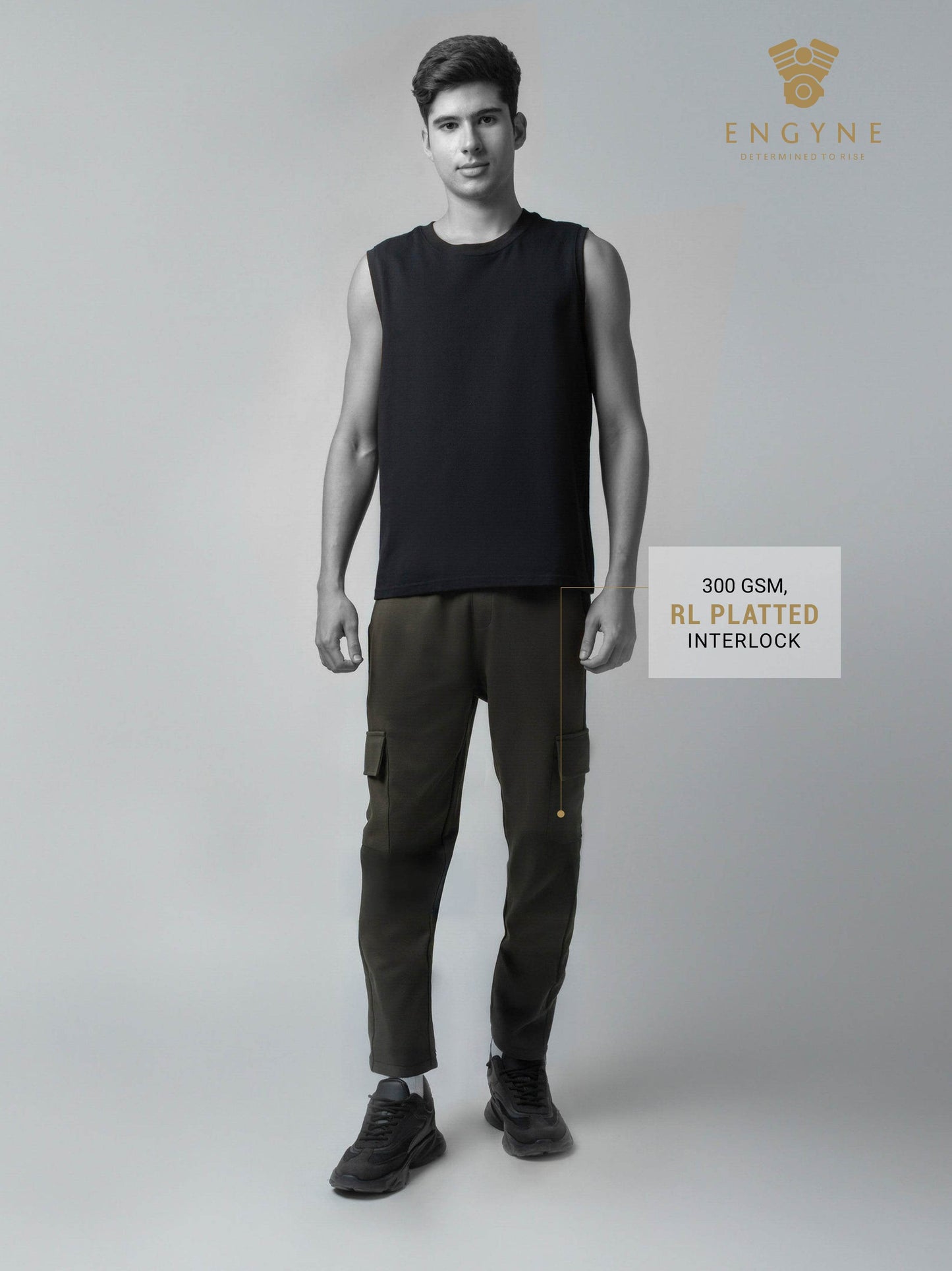 Trackpant with Dual Cargo Pockets in Rougen Cotton Poly Elastane Interlock