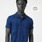printed blue polo