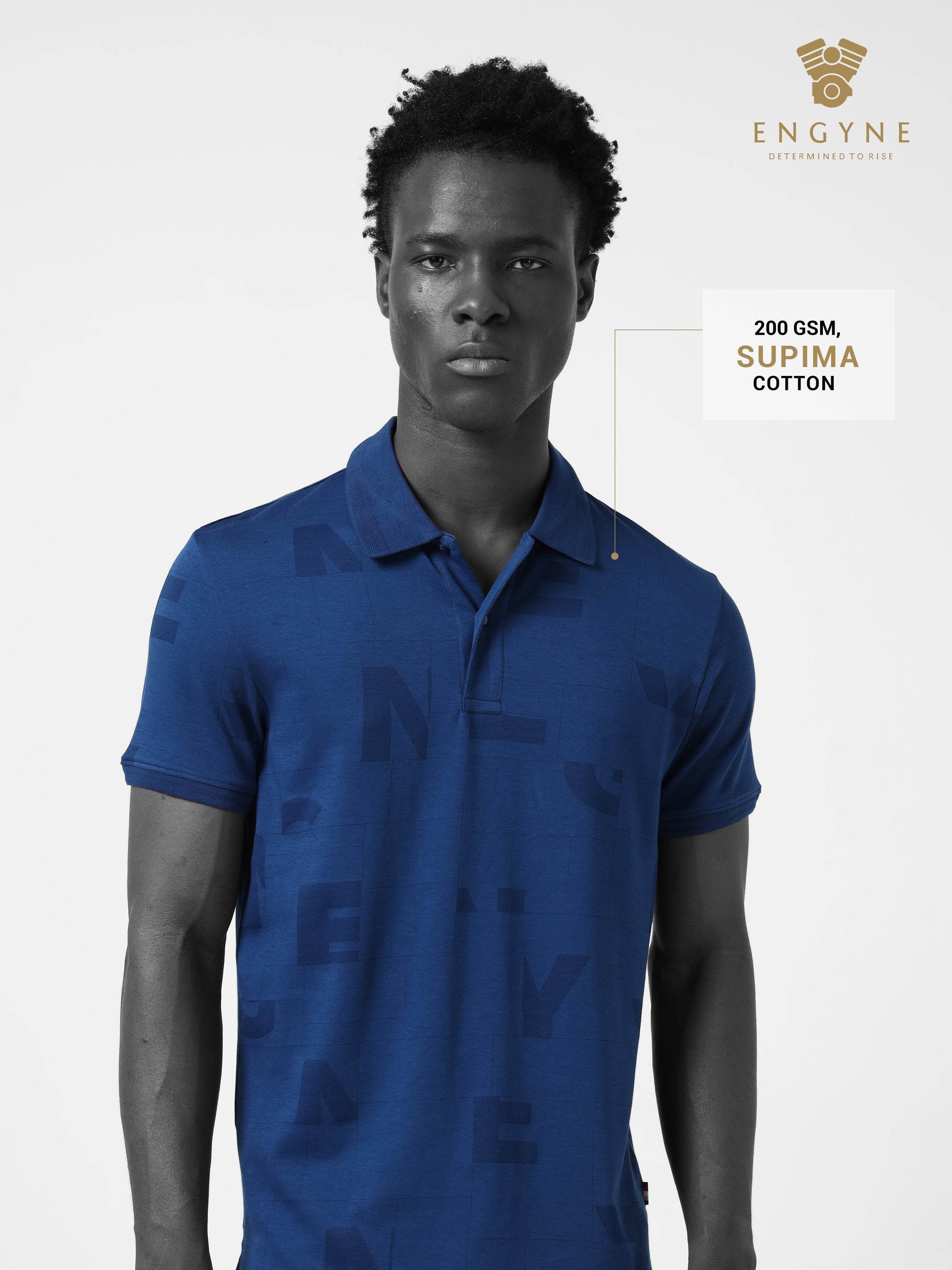 printed blue polo