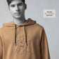 Cotton Khaki Hoodie Sweatshirt with DTM Chest Embroidery