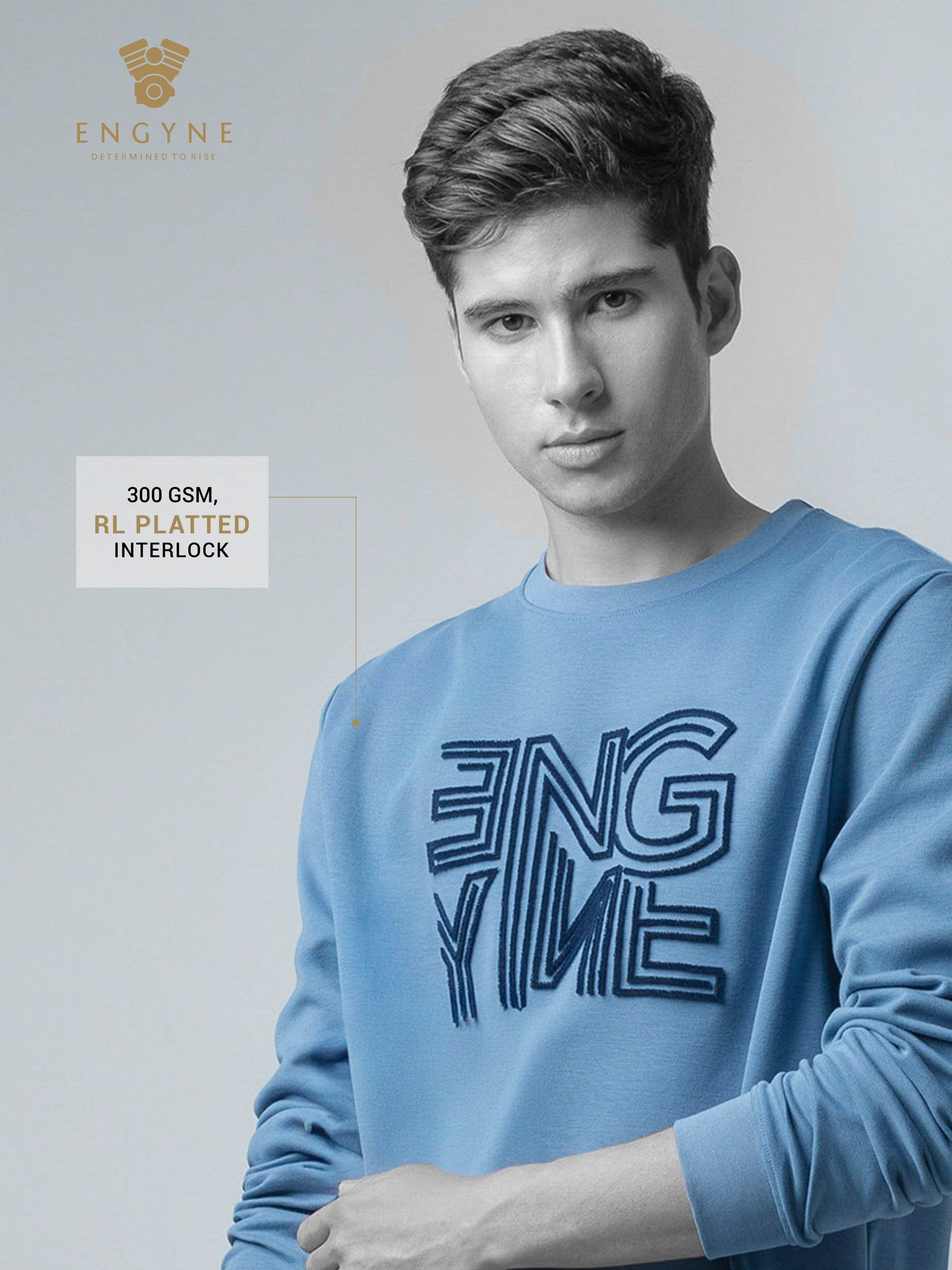 Long Sleeve Sweatshirt with 'Engyne' Embroidery Gasoline
