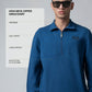 Dark Blue Half Zip Sweater Shirt Silicon HD Chest Print for men
