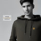 Olive Green Hoodie Sweatshirt with Contrast HD Print