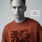 Crew Neck Brown Sweatshirt with Engyne' Embroidery for Men