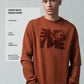 Crew Neck Brown Sweatshirt with Engyne' Embroidery for Men