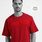 Oversize Flock Stripe Print Dark Red T Shirt For Men