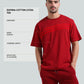 Oversize Flock Stripe Print Dark Red T Shirt For Men