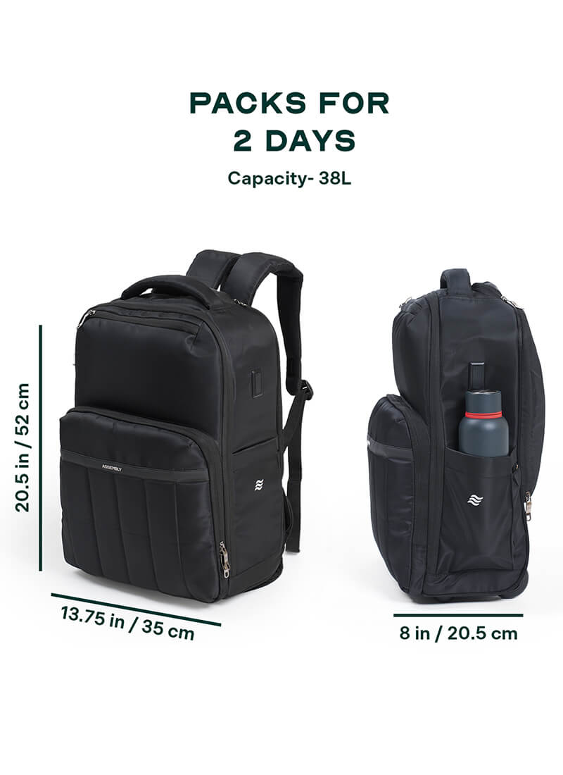 Rover Trolley Backpack | Black | Convertible Laptop Bag for Professionals
