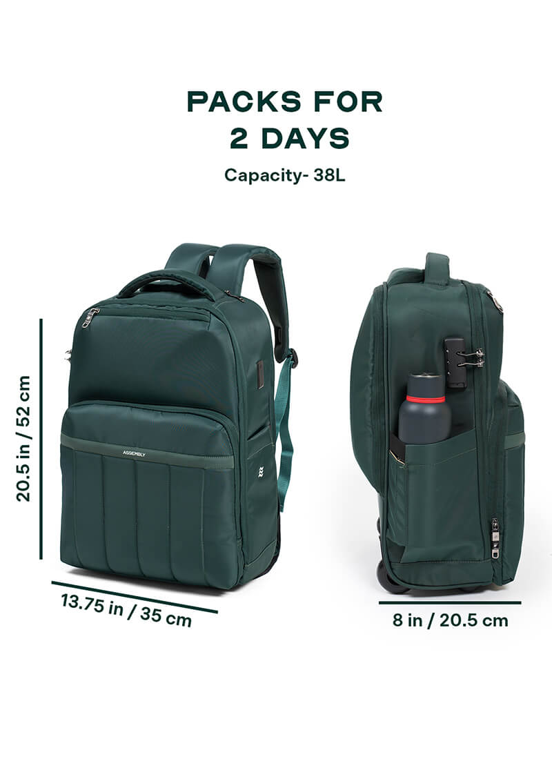 Rover Trolley Backpack | Green | Convertible Laptop Bag for Professionals