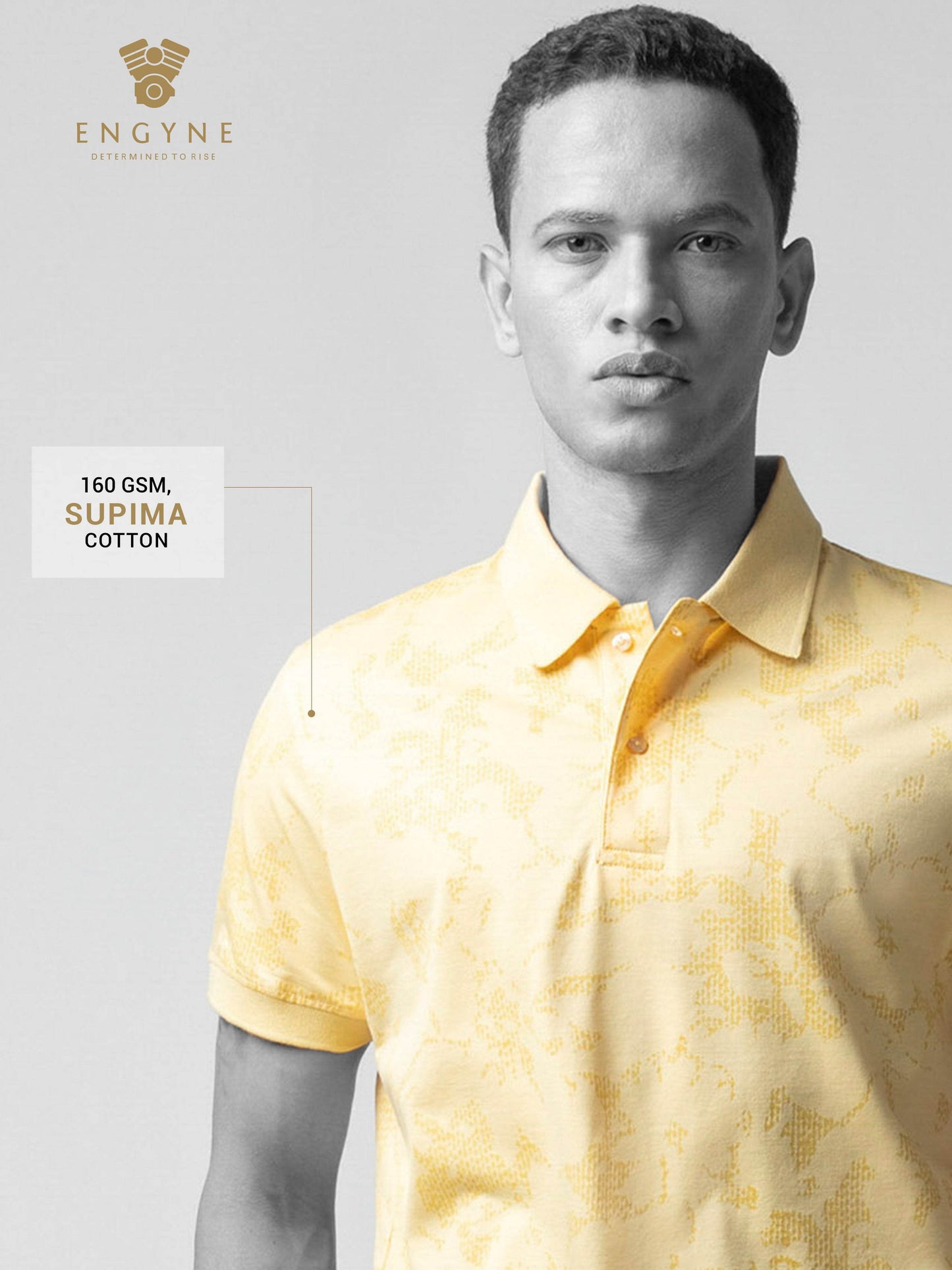 Supima Cotton Jersey All-Over Print Yellow Polo for Men