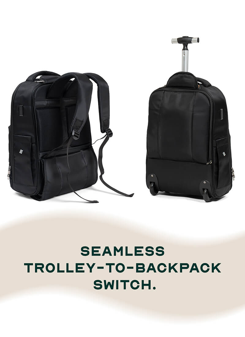 Rover Trolley Backpack | Black | Convertible Laptop Bag for Professionals