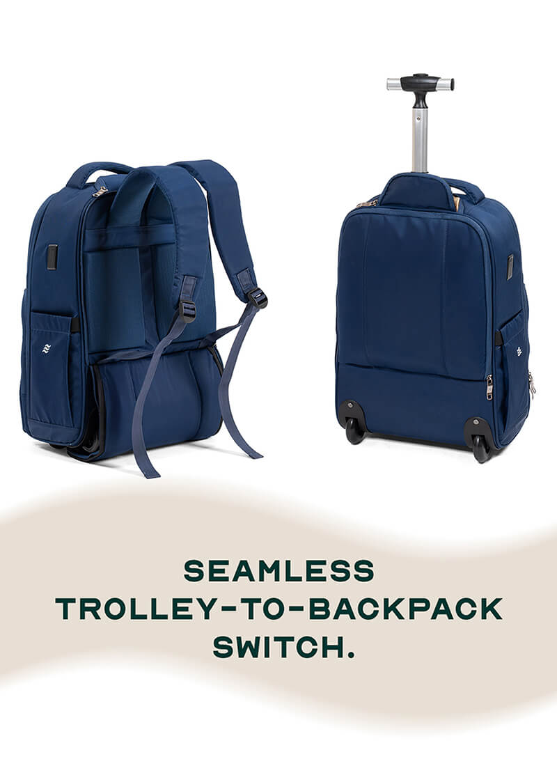 Rover Trolley Backpack | Blue | Convertible Laptop Bag for Professionals