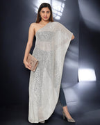 One Shoulder Shimmer Cape