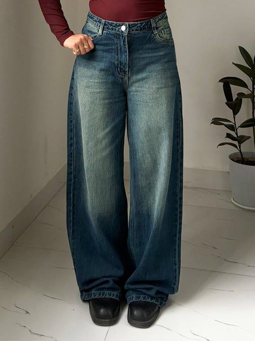 Astral Blue Washed Wide Leg Jeans Stylish Wodrobe