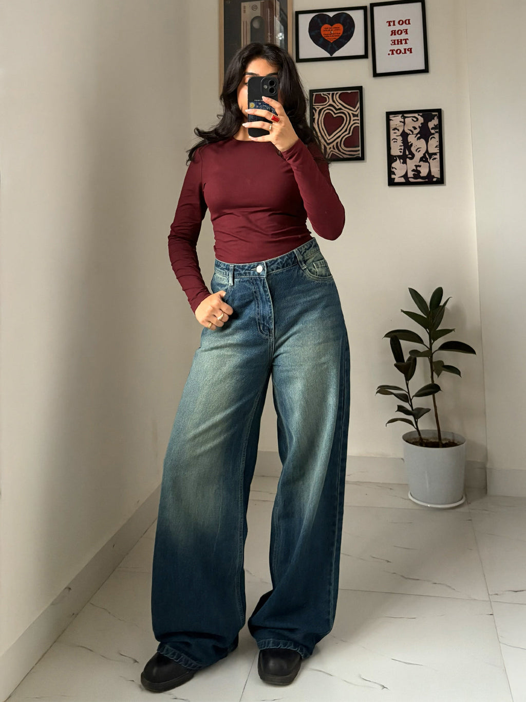 Astral Blue Washed Wide Leg Jeans Stylish Wodrobe