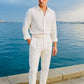 Greek White Linen Gurkha Pants Tailored Fit - Adam Spirit