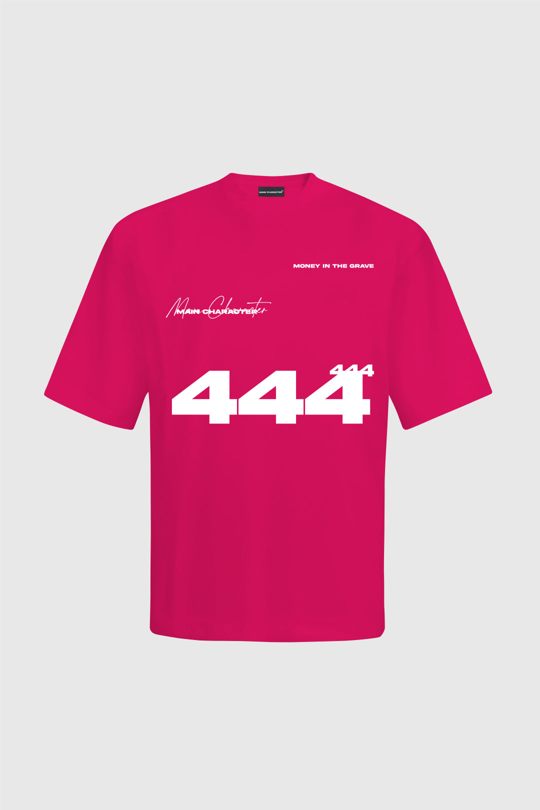 444 Oversized Round Neck Printed Pink T Shirt Main Character