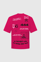444 Oversized Round Neck Printed Pink T Shirt Main Character