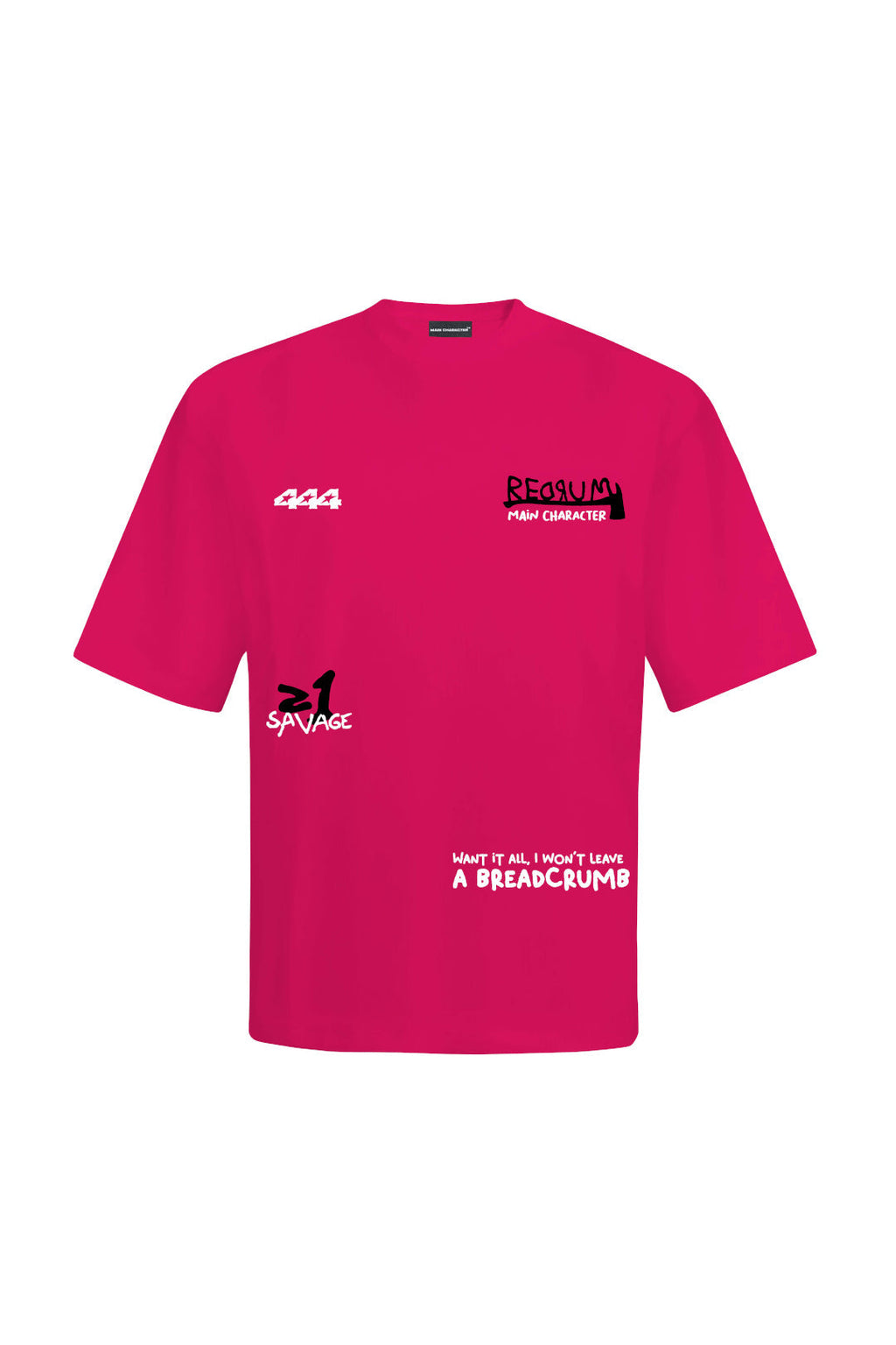 Redrum Printed Pink Oversized T-Shirt Main Character