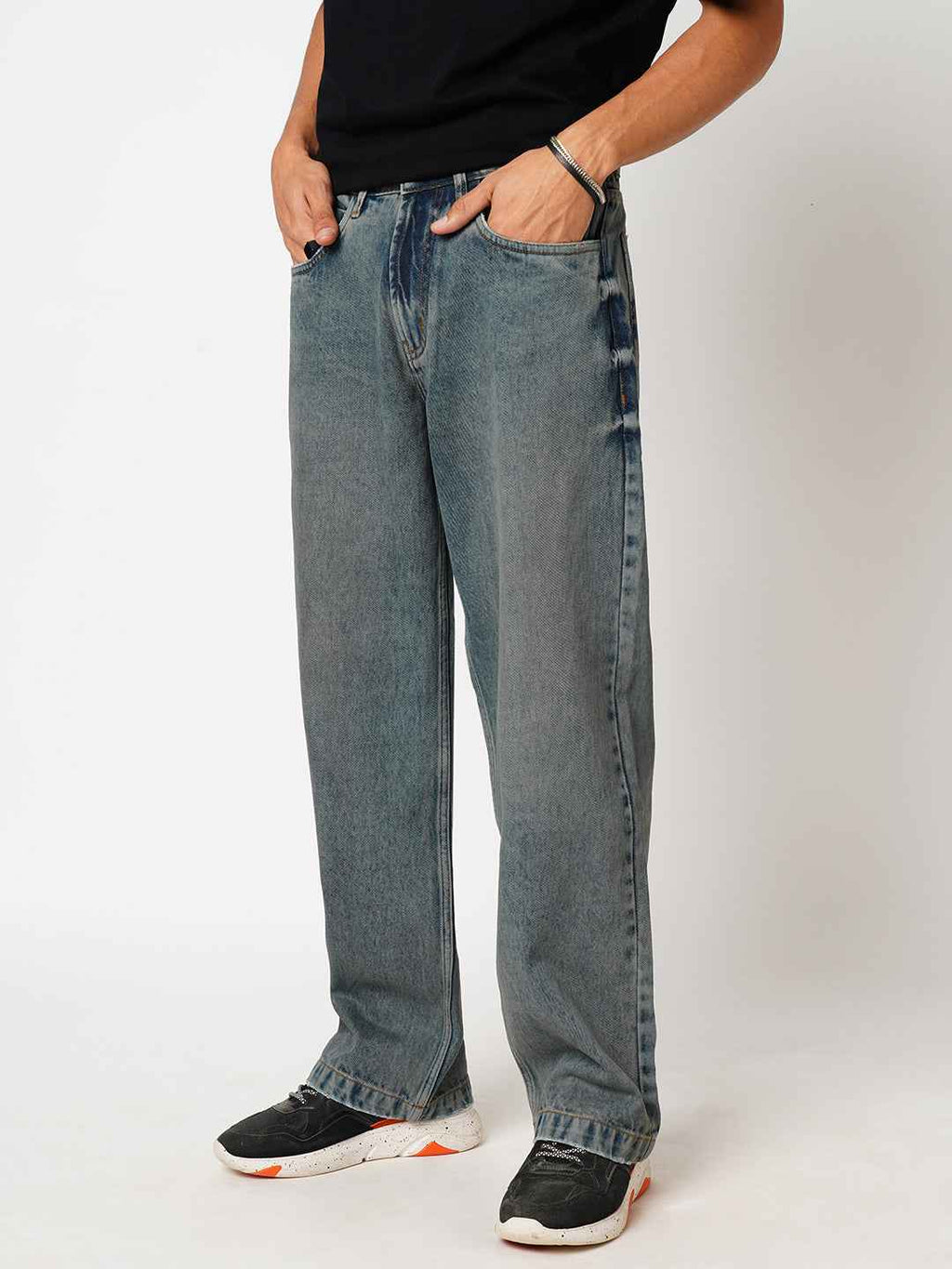 Men's Sand Washed Straight Fit Jeans B5IVE