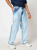 Men's Classic Ice Wash Baggy Fit Jeans B5IVE