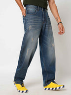 Men's Vintage Blue Baggy Fit Jeans B5IVE