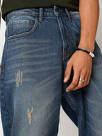 Men's Vintage Blue Baggy Fit Jeans B5IVE