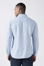 Sky Blue Gingham Check Casual Shirt