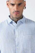 Sky Blue Gingham Check Casual Shirt
