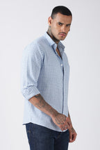 Sky Blue Gingham Check Casual Shirt