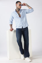 Sky Blue Gingham Check Casual Shirt