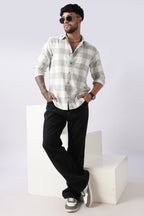 Mist Grey Buffalo Check Casual Shirt Uri