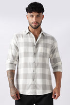 Mist Grey Buffalo Check Casual Shirt Uri