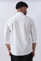 Pearl White Subtle Stripe Cotton Shirt Uri